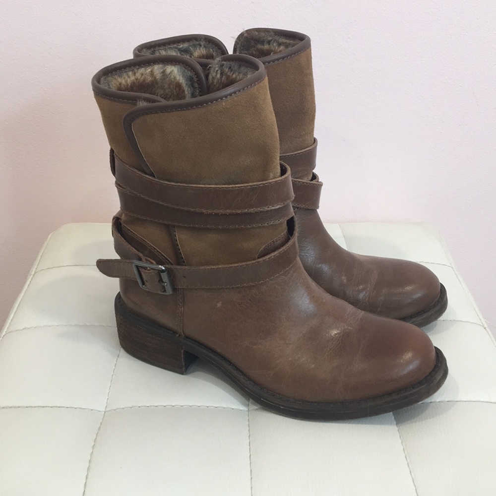 Lucky Brand Tan Ankle Booties with Buckle